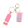 Creative Mini Soft Drink Keychain Coconut Milk Tea Beverage Bubble Tea Acrylic Moving Liquid Oil Drop Jewelry Gift9031970
