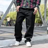 Мужская уличная одежда Хип-хоп Мешковатые мужчины негабаритные джинс Homme черный синий мужская свободная прямая подходят джинсы джинсовые брюки Большой размер 46