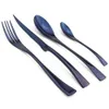 4-Piece 18/10 Stainless Steel Flatware Set Black Dinnerware Steak Knife Fork Spoon Teaspoon Cutlery Food Tableware Drop 211012