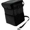 black garbage bin