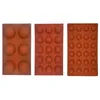 3 pçs / set hemisfério forma silicone 6/15/24 buracos alimentar acessórios de cozimento de gordura de chocolate molde de doces Bakeware Gadgets 210225