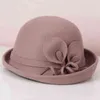 100% ullfilt flänsblommor Fedoras höst vinter Cloche hattar Elegant bankett Fedora Hat 211119