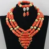 Earrings & Necklace Traditional Nigerian Wedding African Coral Beads Big Real Bead Jewelry Set Women Party Anniversary Gift ABG16