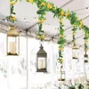 Dekorativa blommor kransar 90 tum konstgjorda vinstockar morgon ära hängande växter falska grönska lämnar trädgårdsbröllop staket dekor