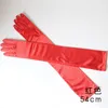Klassisk vuxen svart vit röd hud handleden stretch satin finger långa handskar kvinnor dans flapper fem fingrar matchande kostym