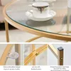 US stock Round Coffee Table Gold Modren Accent Table Tempered Glass Side Table for Home Living Room Mirrored Top/Gold Frame a36