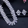 Pera luxe Style européen clair cubique zircone cristal grand collier rond et boucles d'oreilles ensemble de bijoux de mariée pour cadeau de mariage J116 H1022