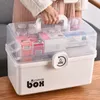 Plastic Tier Medicine Boxes Storage Box Large Capacity Drawer Sundries Organizer Folding Medicine Chest Storage First Aid Kit 210309