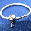 925 Sterling Silver Moments Wildflower Meadow Clasp Snake Chain Armband Passar för europeiska Pandora Armband Charms och pärlor