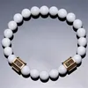 Elastisches Seil CZ Charm Armband Stränge gestreift schwarz weiß Naturstein Perlen Armbänder für Damen Herren Vinking Geschenk