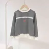 Arrivée automne printemps col rond noir et blanc rayé petit motif cerise imprimé sweat-shirt décontracté haut pour filles 2101151299392