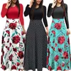 2020New Duży Rozmiar Wiosna Jesień Hohemia Kobiety Midi Drkasual Patchwork Perti Maxi Sukienki Elegancka Tunika Boho Party Vestidos X0529