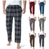 Pantalones de hombre algodón suave franela cuadros moda tendencia Casual pijama Yoga hogar