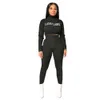 Lucky Label Dameskleding Trainingspak 2 Stuk Bijpassende Sets Turtleneck Pullover Crop Top Hoge Taille Joggers Legging ActiveWar 210525