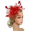 Geizige Krempe Hüte Fedoras Feder Mesh Frauen Bowknot Tag Haarschmuck Bankett Fascinator Stirnband Geschenk Hochzeit Braut Cocktail274O