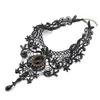 빈티지 패션 섹시 고딕 Choker 크리스탈 블랙 레이스 목걸이 여성 Chockers Steampunk Jewelry