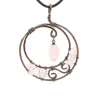 Edelsteen chakra stenen hanger antiek brons / verzilverd draad gewikkeld kristallen boom van leven natuurlijke kwarts hart geluk yoga charms voor ketting sieraden maken