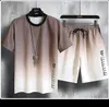 Summer Ice Silk Running sportdräkter för man fashionale t -shirt korta byxor med gradient färg7982712