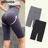 BIVIGAOS Été Sharkskin Tissu Biker Shorts Femmes Mince Noir Cyclisme Slim Skinny Sport Taille Haute Fitness 210719