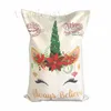 Party Christmas Gift Bag Cute Drawstring Bagscanvas Unicorn Santa Sack Xmas Dekoration Ornament Santa 2 stilar