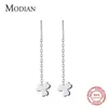 Fashion Plant Flower 925 Sterling Silver Simple Design Long Chain Drop Earrings for Women Party Vacation Jewelry 210707