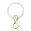 Round Key Ring Silicone Wrist Rhombic Keychain Circle Bracelet Rubber Bangle for Women Anti-lost Keys Holder