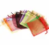 100PCs Organza Drawstring Väskor Smycken Påse Presentförpackning Bröllop Julfest Favor Förpackning Bag 7x9 cm (2,75x3,5 tum) Multi