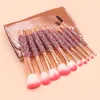 10 pieces of exquisite diamond-fitting makeup brushes set facial eye lip eye shadow eyebrow comb eyelash spool foundation brush tool cosmetics