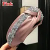 Fermagli per capelli Mollette Accessori per ragazze Copricapo Clip stile Strass Fascia per capelli Donna Solido Fascia larga laterale Turbante con nodo centrale