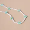 New Korea Lovely Daisy Flowers Choker Colorful Beads Charm Statement Short Choker Necklace for Women Boho Beaded Necklaces Vacation Jewelry