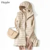 Fitaylor Winter Ultra Light White Duck Down Coat Women 4XL Plus Size Down Jacket Medium Long Vest Female Casual Zipper Outerwear 210819