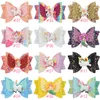 3 Inch Girl Child Hair Bow Clip Sequin Mermaid Barrettes Hairbow Hairpin Xmas Hair Head Accessories 12 Colors