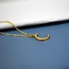 Pendant Necklaces 2021 Simple Crescent Moon Necklace Plain Half Crystal For Women Stainless Steel Fashion Jewelry