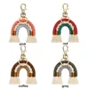 Porte-clés Boho Rainbow Tassel Tissé Porte-clés Porte-clés de voiture Porte-monnaie Porte-monnaie Décor Art Porte-clés Auto Intérieur Accessoires311b