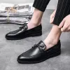 Papillon a punta Scarpe da barca Oxford marroni nere per uomo Abito da cerimonia formale per ballo di fine anno Spettacolo per feste Sapato Social Masculino