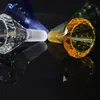 ユニークなダイヤモンドガラススライドボウルピースラウンドクリアパイプ14mm男性のジョイントオイルバーナー厚い喫煙のための頑丈なハーブタバコボウル