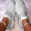 Nya kvinnor fotled skor damer bling lägenheter kvinna mode loafers kristall kvinna sneakers casual slip på mesh tennis skor h0902