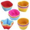 Moldes Nuevo Molde de silicona Cupcake Cake Muffin Hornear Utensilios para hornear Antiadherente Resistente al calor Reutilizable Corazón Cupcakes Moldes DIY Pudín Colorido DH8578