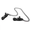 Metall-Brust-Bondage-Clip, schwarze Nippelklemmen aus Edelstahl mit Kette, Kieselgel-Pad