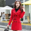 Abrigo de lana de talla grande para mujer otoño ajustado de manga larga de un solo pecho abrigos de cinturón medio coreano Casaco Feminino 210525