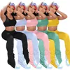 Echoine Femmes Deux Pièces Ensembles Survêtements Débardeurs Empilés Flare Jogger Pantalon De Survêtement Costume Sportif Fitness Night Club Outfit 4XL Y0625