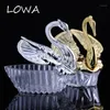 Gift Wrap 2pcs Wedding Candy Box Sweet Swan Shaped Movable Kraft Boxes Gold /Silver Party Plastic Case Marriage Decor