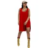디자이너 여성 Tracksuits 스포츠 정장 2021 여름 솔리드 컬러 조끼 느슨한 긴 버전 탑 및 반바지 세트 드레스