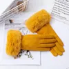 Sports Gloves Sports Gloves Winter Suede Leather Thicken Women's Plus Velvet Full Finger Touch Screen Nonslip Driving Mittens