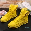 Designer Triplo Comfortable Moda Homens Amarelo Botas Casuais High Top Lace Up Tending Man Platform