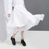 Röcke Frauen Asymmetrische Mesh Hohe Taille Midi Rock Weiß Mode Koreanische Nette Harajuku Unregelmäßige Spitze Sommer Damen 2021
