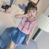 Abbigliamento per ragazze adolescenti Gilet + Denim Short Teenage Ruffles Outfit per abiti per bambini con perle 6 8 10 12 14 210528