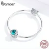 bamoer Winding Blue Round Beads for Women Jewelry Making Blue Glass Crystal Charm fit Silver 925 Jewelry Bracelet BSC105 Q0531