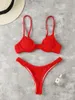 Kvinnors badkläder damens konsistens bikini solid baddräkt 2021 bikinis kvinnor micro underwired thong swimsuit beach Biquini bather