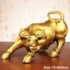 100% Laiton Taureau Wall Street Bétail Sculpture Cuivre Mascotte Cadeau Statue Exquis Bureau Décoration Artisanat Ornement Vache Busi Y6L6 220113